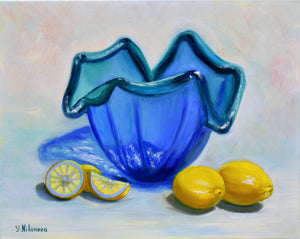 Lemons and a Blue Vase