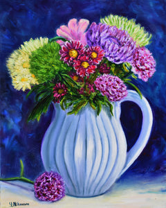 Flowers in a White Pitcher